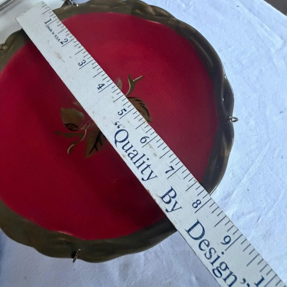 Tracy The Octavia Hill Collection‎ Red Floral Salad Plates Set of 4 Gold Rim 8